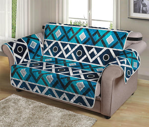 Turquoise Aztec Geometric Pattern Print Loveseat Protector