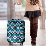 Turquoise Aztec Geometric Pattern Print Luggage Cover