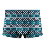 Turquoise Aztec Geometric Pattern Print Men's Boxer Briefs