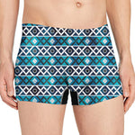 Turquoise Aztec Geometric Pattern Print Men's Boxer Briefs