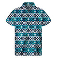 Turquoise Aztec Geometric Pattern Print Men's Short Sleeve Shirt