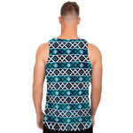 Turquoise Aztec Geometric Pattern Print Men's Tank Top