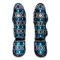 Turquoise Aztec Geometric Pattern Print Muay Thai Shin Guards