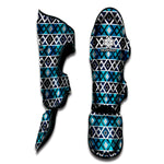 Turquoise Aztec Geometric Pattern Print Muay Thai Shin Guard