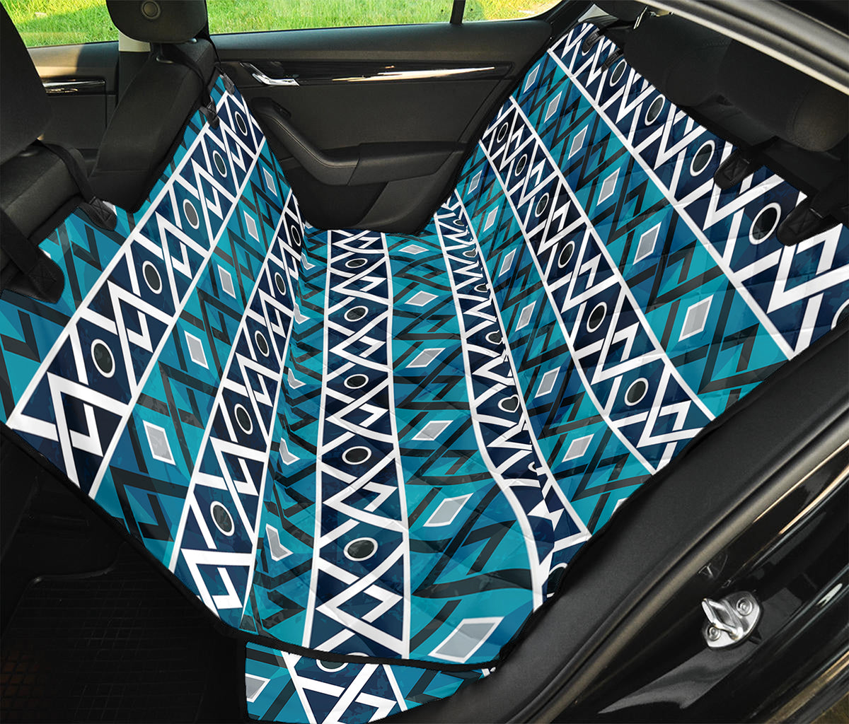 Turquoise Aztec Geometric Pattern Print Pet Car Back Seat Cover