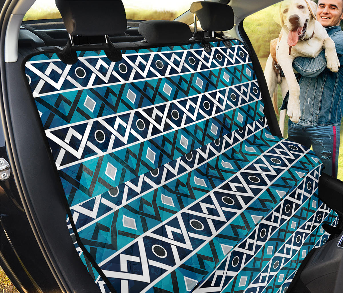 Turquoise Aztec Geometric Pattern Print Pet Car Back Seat Cover