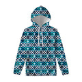 Turquoise Aztec Geometric Pattern Print Pullover Hoodie