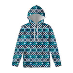 Turquoise Aztec Geometric Pattern Print Pullover Hoodie