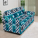 Turquoise Aztec Geometric Pattern Print Sofa Cover
