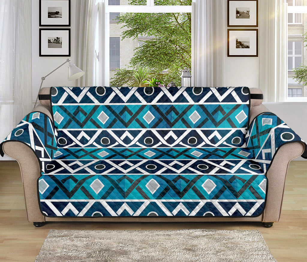 Turquoise Aztec Geometric Pattern Print Sofa Protector