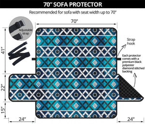 Turquoise Aztec Geometric Pattern Print Sofa Protector