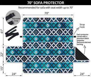 Turquoise Aztec Geometric Pattern Print Sofa Protector