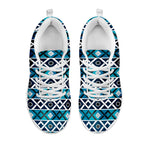 Turquoise Aztec Geometric Pattern Print White Sneakers