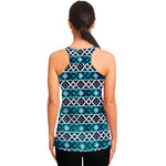 Turquoise Aztec Geometric Pattern Print Women's Racerback Tank Top