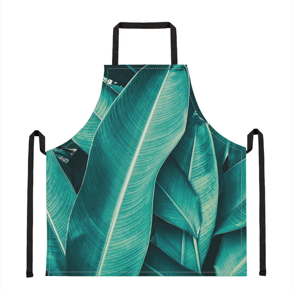 Turquoise Banana Leaf Print Apron