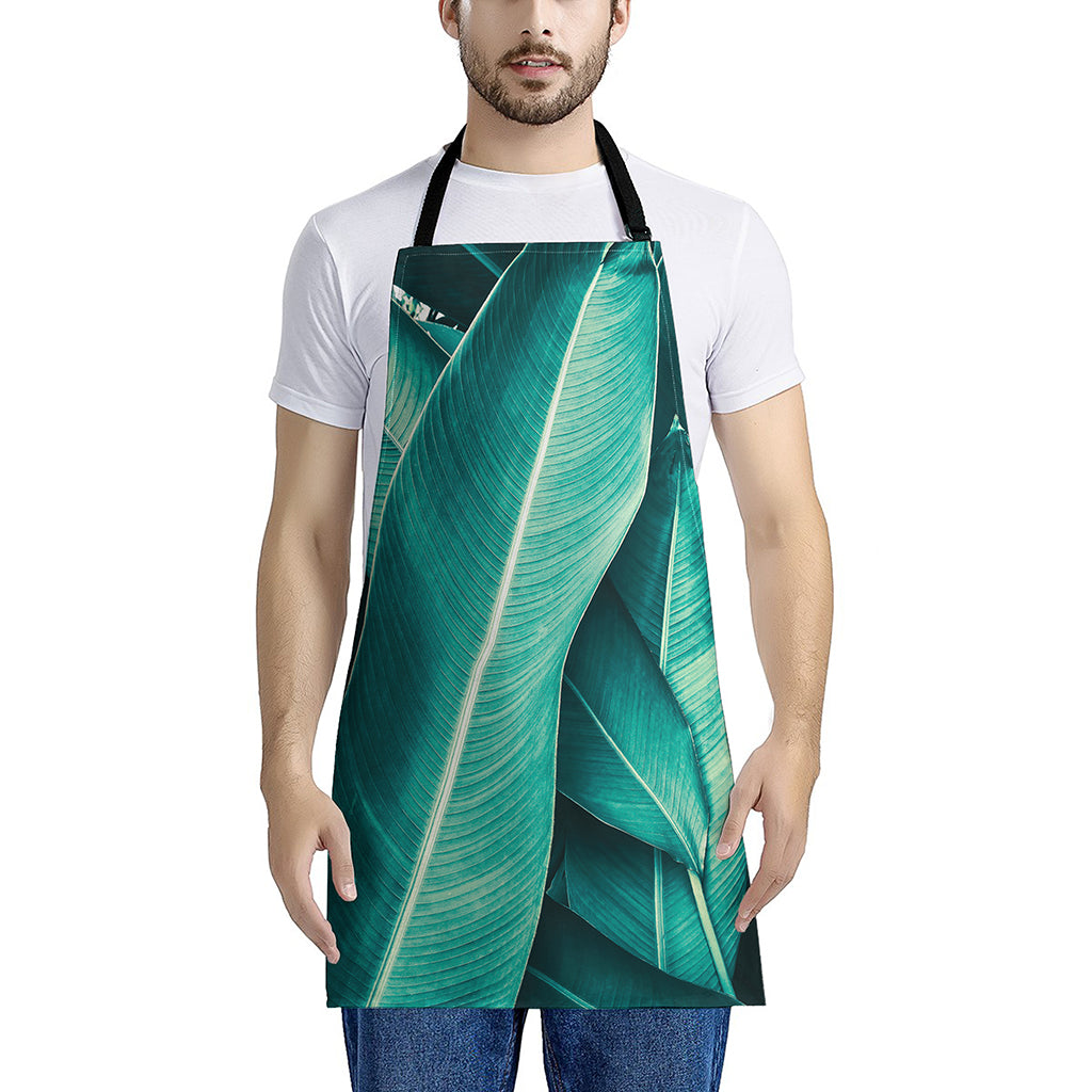 Turquoise Banana Leaf Print Apron