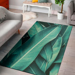 Turquoise Banana Leaf Print Area Rug