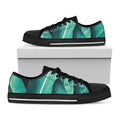 Turquoise Banana Leaf Print Black Low Top Sneakers