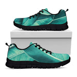 Turquoise Banana Leaf Print Black Sneakers