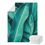 Turquoise Banana Leaf Print Blanket