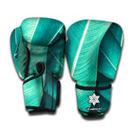 Turquoise Banana Leaf Print Boxing Gloves