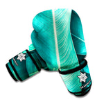 Turquoise Banana Leaf Print Boxing Gloves