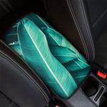 Turquoise Banana Leaf Print Car Center Console Cover