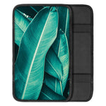 Turquoise Banana Leaf Print Car Center Console Cover