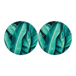 Turquoise Banana Leaf Print Car Coasters