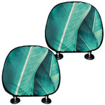 Turquoise Banana Leaf Print Car Headrest Covers