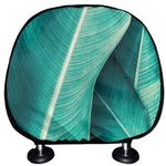 Turquoise Banana Leaf Print Car Headrest Covers