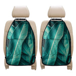 Turquoise Banana Leaf Print Car Seat Organizers