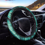 Turquoise Banana Leaf Print Car Steering Wheel Cover