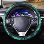 Turquoise Banana Leaf Print Car Steering Wheel Cover