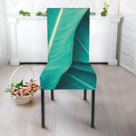 Turquoise Banana Leaf Print Dining Chair Slipcover