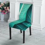 Turquoise Banana Leaf Print Dining Chair Slipcover