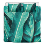 Turquoise Banana Leaf Print Duvet Cover Bedding Set
