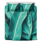 Turquoise Banana Leaf Print Duvet Cover Bedding Set