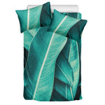 Turquoise Banana Leaf Print Duvet Cover Bedding Set