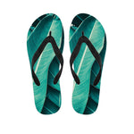 Turquoise Banana Leaf Print Flip Flops