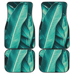 Turquoise Banana Leaf Print Front and Back Car Floor Mats