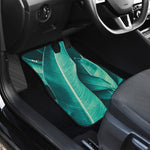 Turquoise Banana Leaf Print Front and Back Car Floor Mats