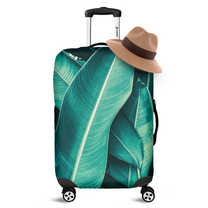 Turquoise Banana Leaf Print Luggage Cover