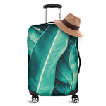 Turquoise Banana Leaf Print Luggage Cover
