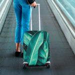 Turquoise Banana Leaf Print Luggage Cover