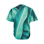 Turquoise Banana Leaf Print Men's Baseball Jersey