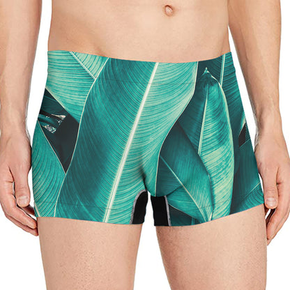 Turquoise Banana Leaf Print Men's Boxer Briefs