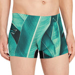 Turquoise Banana Leaf Print Men's Boxer Briefs