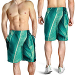 Turquoise Banana Leaf Print Men's Shorts