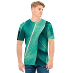 Turquoise Banana Leaf Print Men's T-Shirt